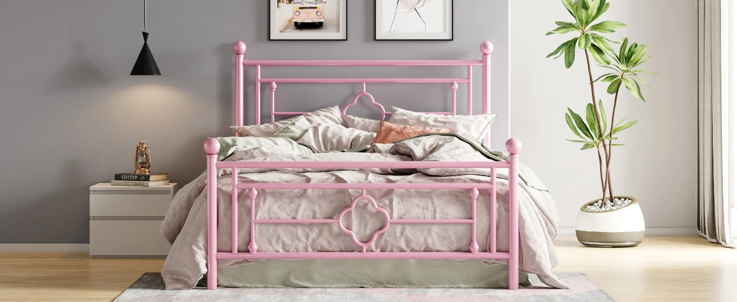 Vintage Victorian Style Metal Platform Bed Frame