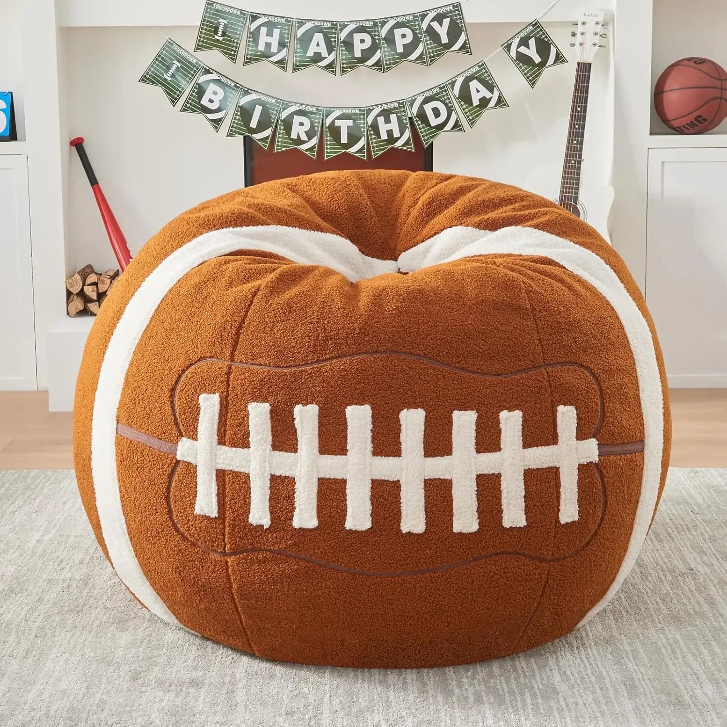 Sports Basketball Bean Bag Chair - Giant Bean Bag Chairs for Adults and Kids - Oversized Bean Bag Sofa Couch with Filler-Baske