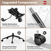 Ergonomic Home Office Chair, Mid-Century Modern Leather Chair with Lumbar Support, High Back Swivel Rolling Executive Chair