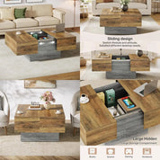 expandable farmhouse coffee table with storage for living room, suitable for small spaces