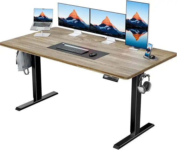 55" x 24" Electric Standing Desk Adjustable Height, 4 Memory Height Settings, Headphone Hook, Cable Manager, Sit Stand Up Desk