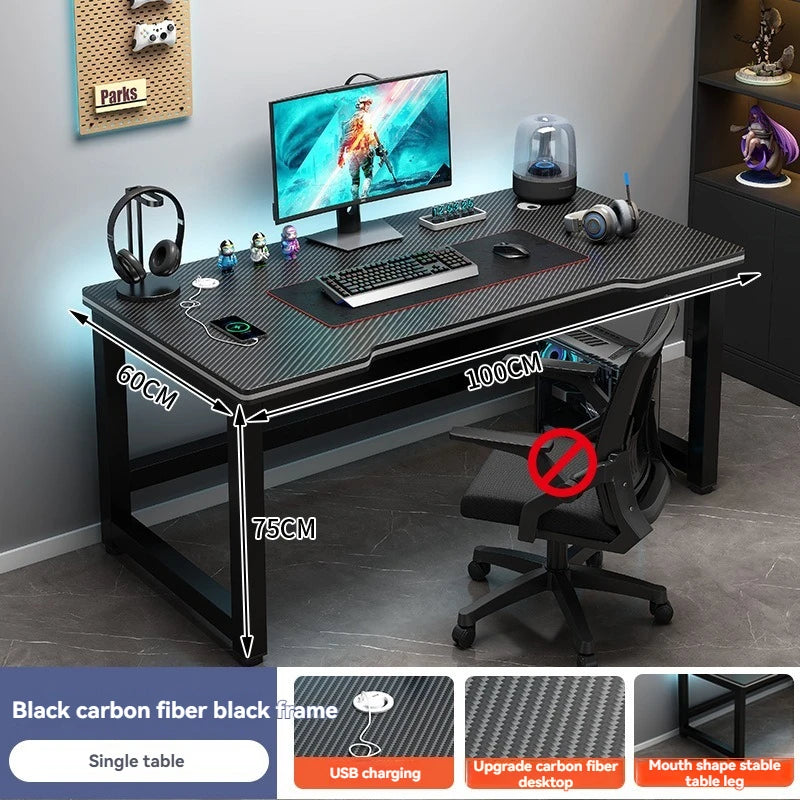 Computer desk, minimalist home gaming desk, small-sized carbon fiber patterned office desk, student study desk, bedroom desk