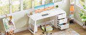 Tribesigns White Computer Desk with Drawers: 55 Inches Modern Home Office Desk with Storage, Small Wood Study Writing Work Table