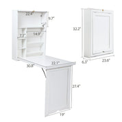 Modern Wall Mounted Folding Desk for Home Office with Storage