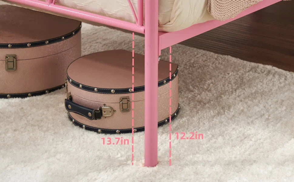 Platform Bed Frame with Headborad&Footboard,12.2 inches,No Box Spring Needed,Simple Assembly,Furniture(Pink,Twin)