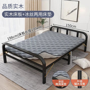 Solid wood folding bed Household simple single bed Extra bed 1 meter 2 Adult rental room Reinforced hard board double iron