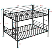 Full Over Full Bunk Bed for Teens, Heavy Duty Metal with Sturdy Guard Rail & 2 Side Ladders, Convertible Bunkbed,No Box Spring N