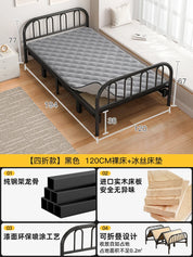 Solid wood folding bed Household simple single bed Extra bed 1 meter 2 Adult rental room Reinforced hard board double iron