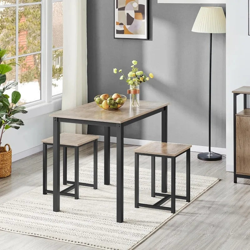 Dining Table Set - Kitchen Table & Chair Sets for 2 - Compact Table W/ 2 Stools & Space Saving Design for Dining Room