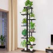 8-Tier Corner Plant Stand – Metal Flower Shelf for Indoor/Outdoor Planters, Vertical Display, and Storage