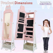 Children's Pink Rabbit-Themed Armoire with Removable Drawers and Full-Length Mirror