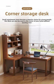 European Solid Wood Corner Computer Desks Home Desktop Computer Table L-shaped Long Writing Desks Double E-sports Gaming Table D