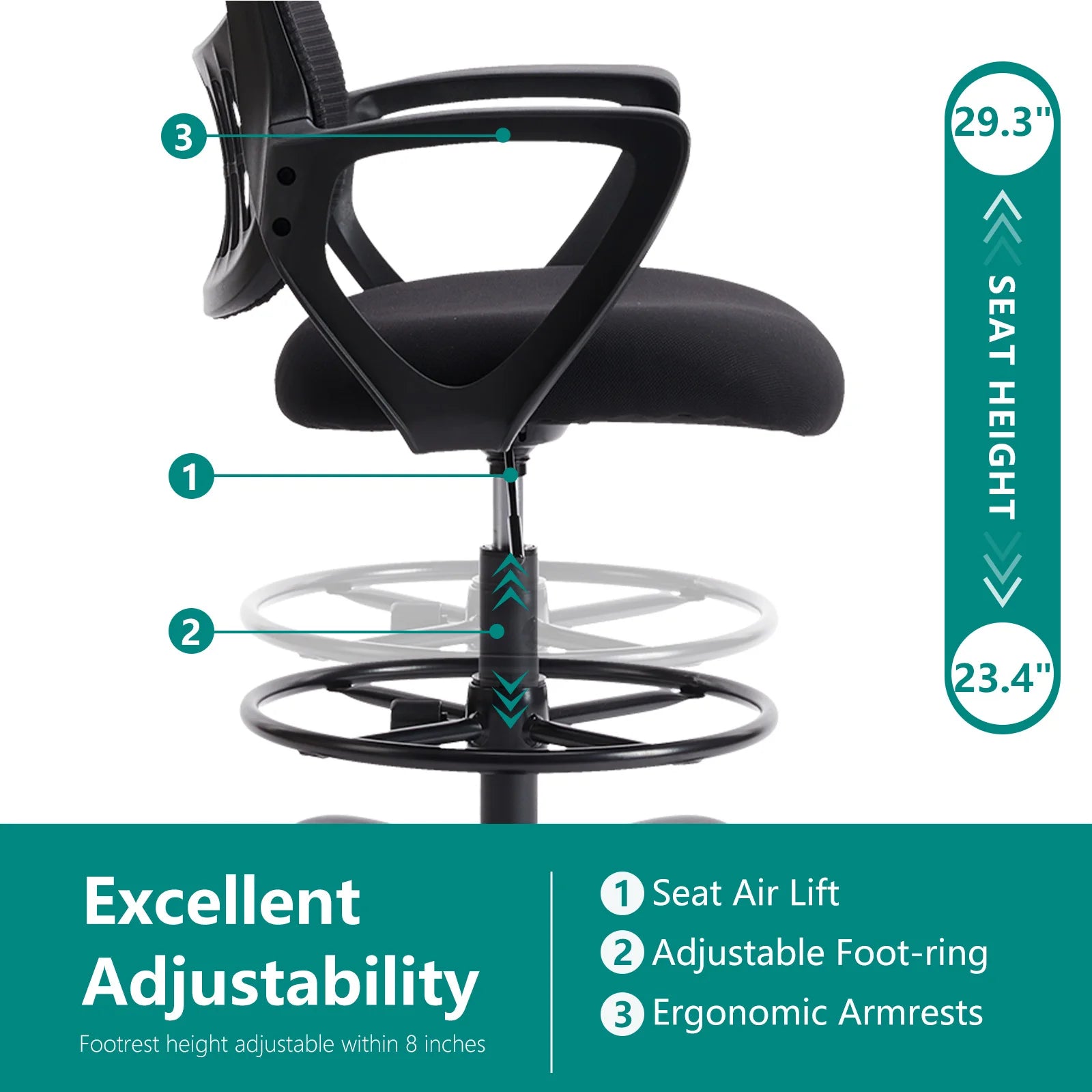 Ergonomic Mesh Backrest Office Desk Chair with Adjustable Height