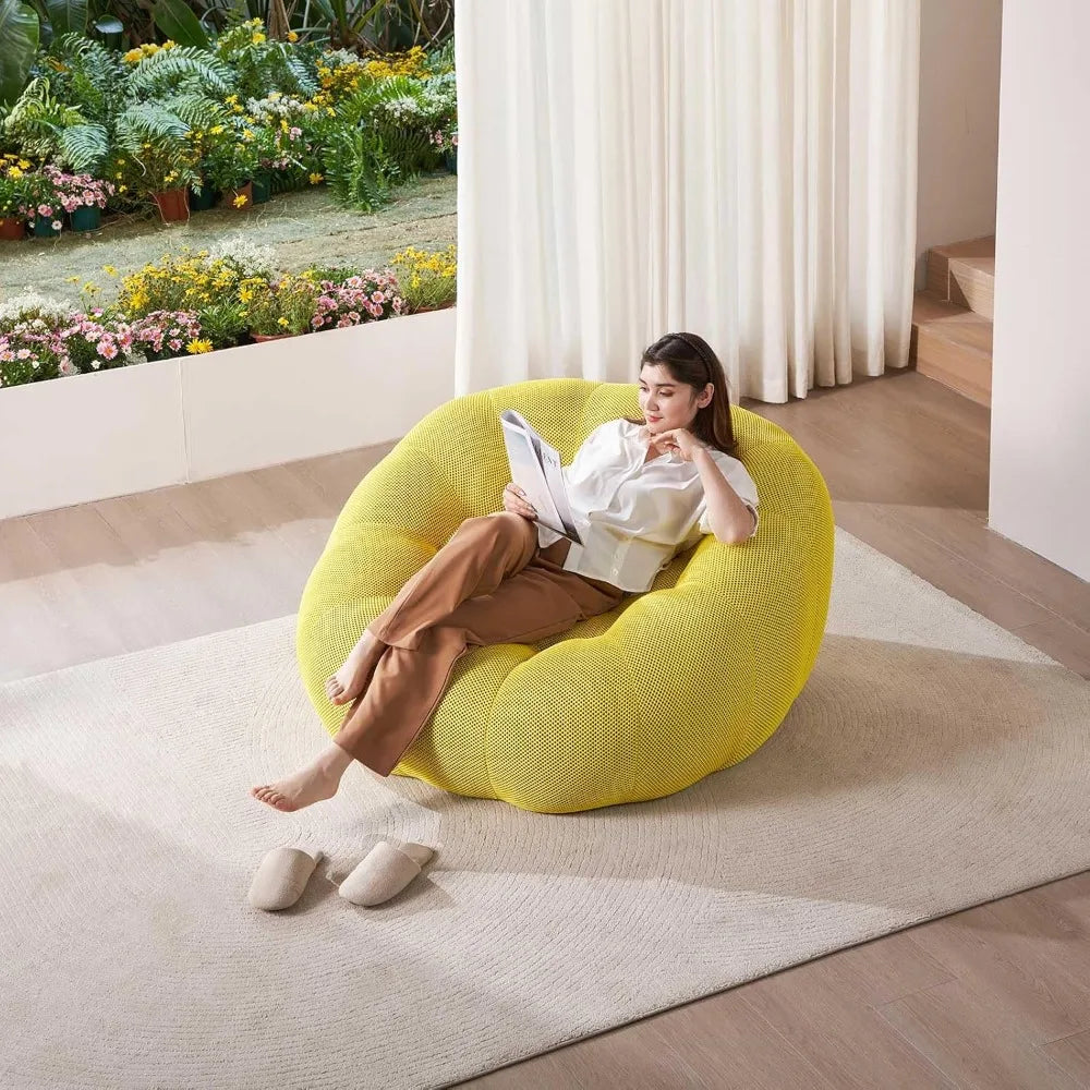 Adult Bean Bag Chair, Memory Foam Bean Bag Chair with Filling, Plush Lounge Sofa for Living Room, Bedroom, Balcony & Dorm - Cozy