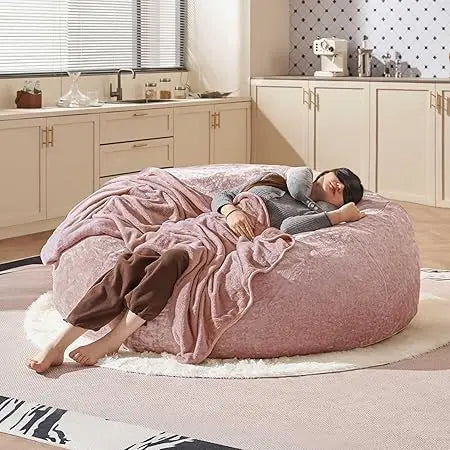 Bean Bag Chair 5Ft, Memory Foam Filled, Large Beanbag Chairs for Adults and Teens, Soft Sofa with Removable Flannel Cover, Round