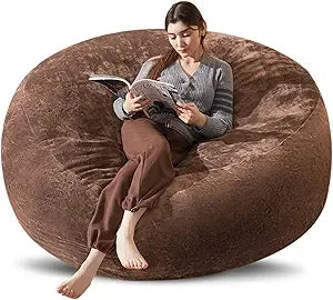 Bean Bag Chair 5Ft, Memory Foam Filled, Large Beanbag Chairs for Adults and Teens, Soft Sofa with Removable Flannel Cover, Round
