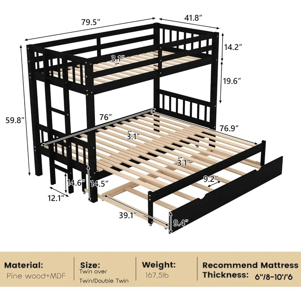 Twin Over Twin/King Extendable Bunk Beds
