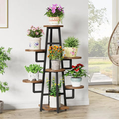 7 Tier Display Stand, Wooden Corner Plant Pots Holder  ,Tall Shelf Planter Organizer for Living Room Balcony Garden
