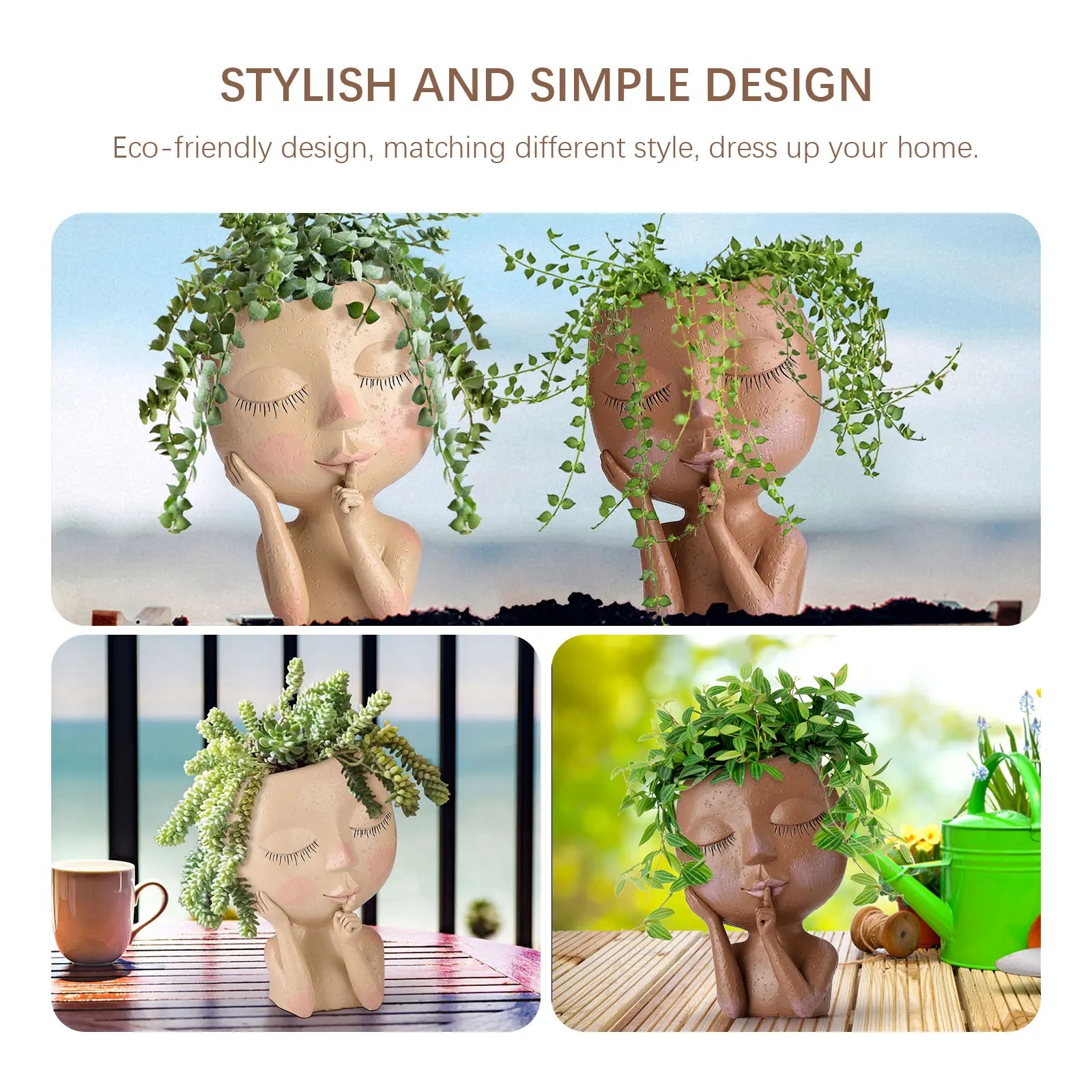 Face Head Planter - Artistic Resin Succulent Flower Pot