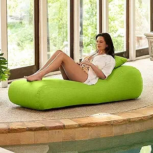 Arlo Outdoor Bean Bag Sun Lounger - Pool and Patio Chaise Recliner, Navy Blue
