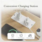 L Shaped Desk with Drawers&Shelves, 55'' Corner Computer Desk with Power Outlets, Reversible PC Table with Storage File Cabinet