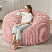 5ft Bean Bag Chairs, for Adults Large Beanbag Chair w/Stripe Plush Cover Big, bean bag Chair for Living Room Bedroom Dorm Office