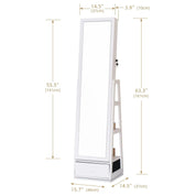 63.7" Lockable Rotating Jewelry Armoire with Full Length Mirror | Standing Storage Cabinet