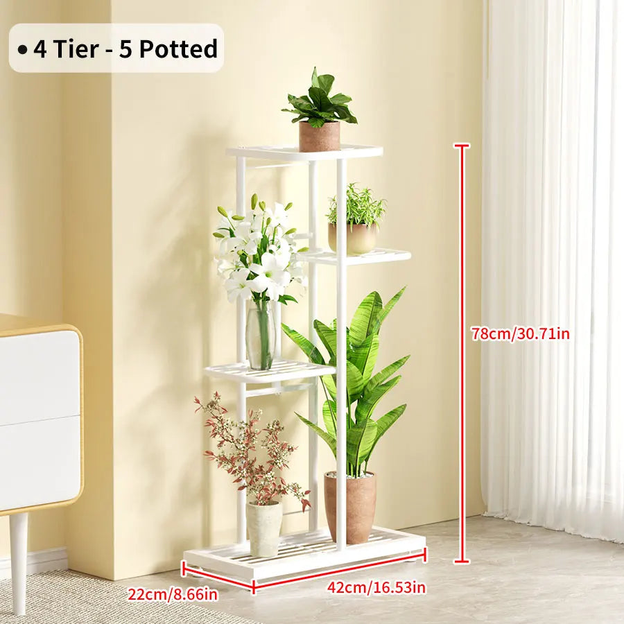 Plant Shelves Iron Potted Flower Plant Stand Rack Multiple Flower Pot Holder Shelf Indoor Outdoor Planter Display Organizer