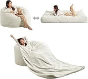 Striped Style Giant Bean Bag Chair Bed for Adults, Convertible Adult Beanbag from Lazy Chair to Floor Mattress, Large Round Bea