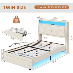 White Twin Bed Frames with LED Lights