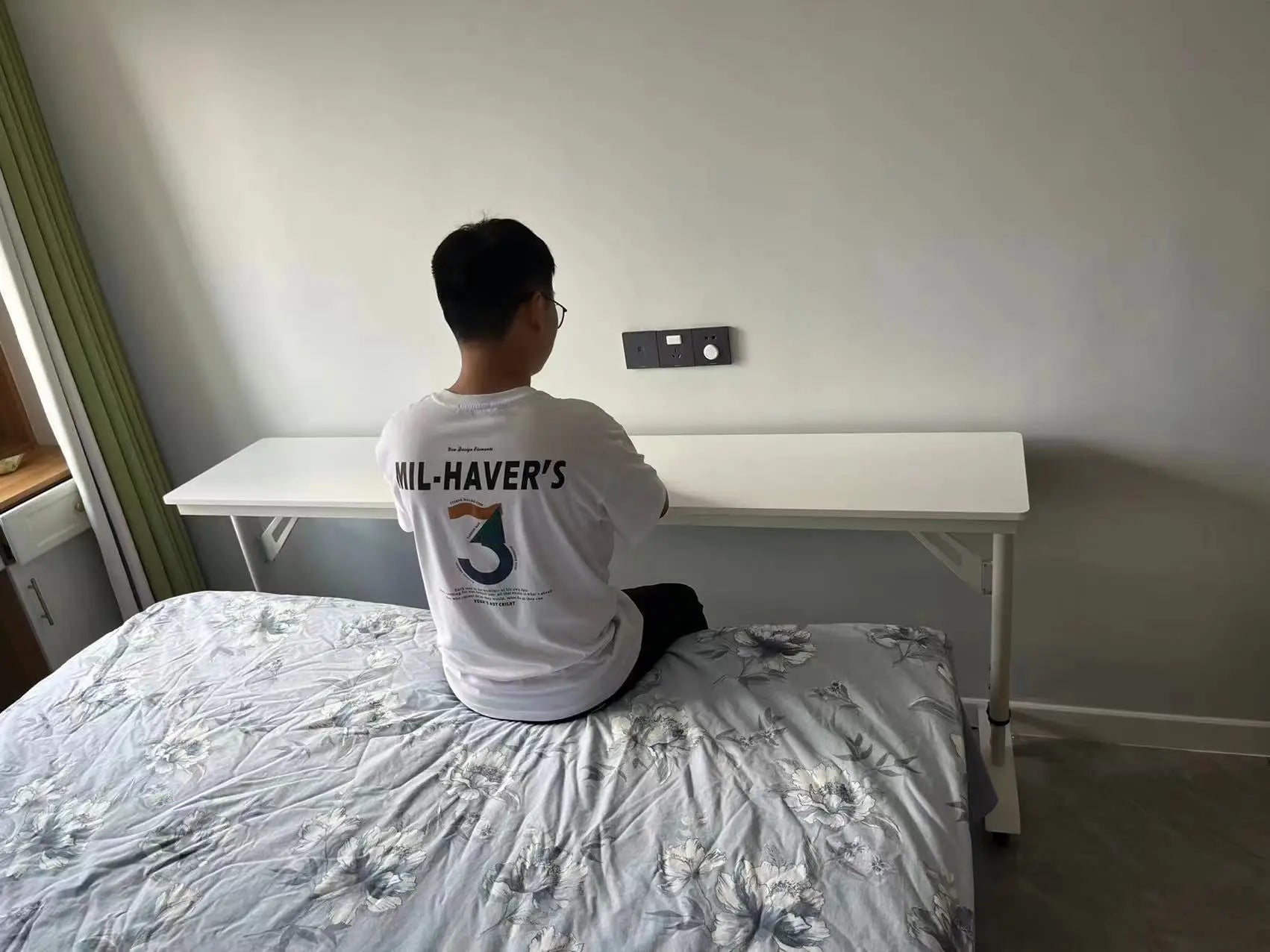 Height Adjustable Solid Wood Computer Desk with Wheels – Small Laptop Table 40/50cm for Home Office Study Workstation