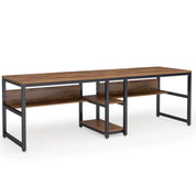 FurnishSpot® Wooden Computer Desk with Storage Cabinet – Mahogany Finish