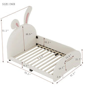 Twin Size Rabbit-Shape Princess Bed Frames with Headboard and Footboard