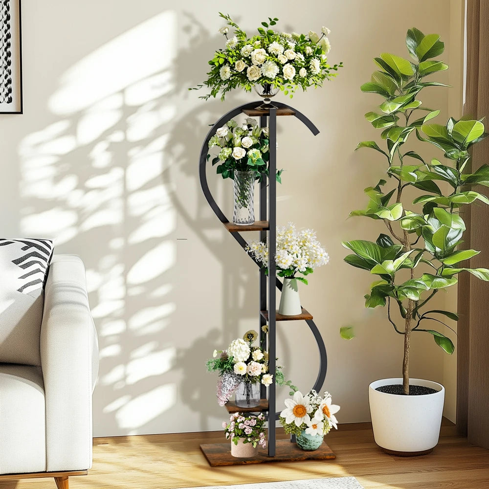 5 Tier Metal Plant Stand Corner Tall Plant display Holder for Patio Garden Living Room Balcony Bedroom