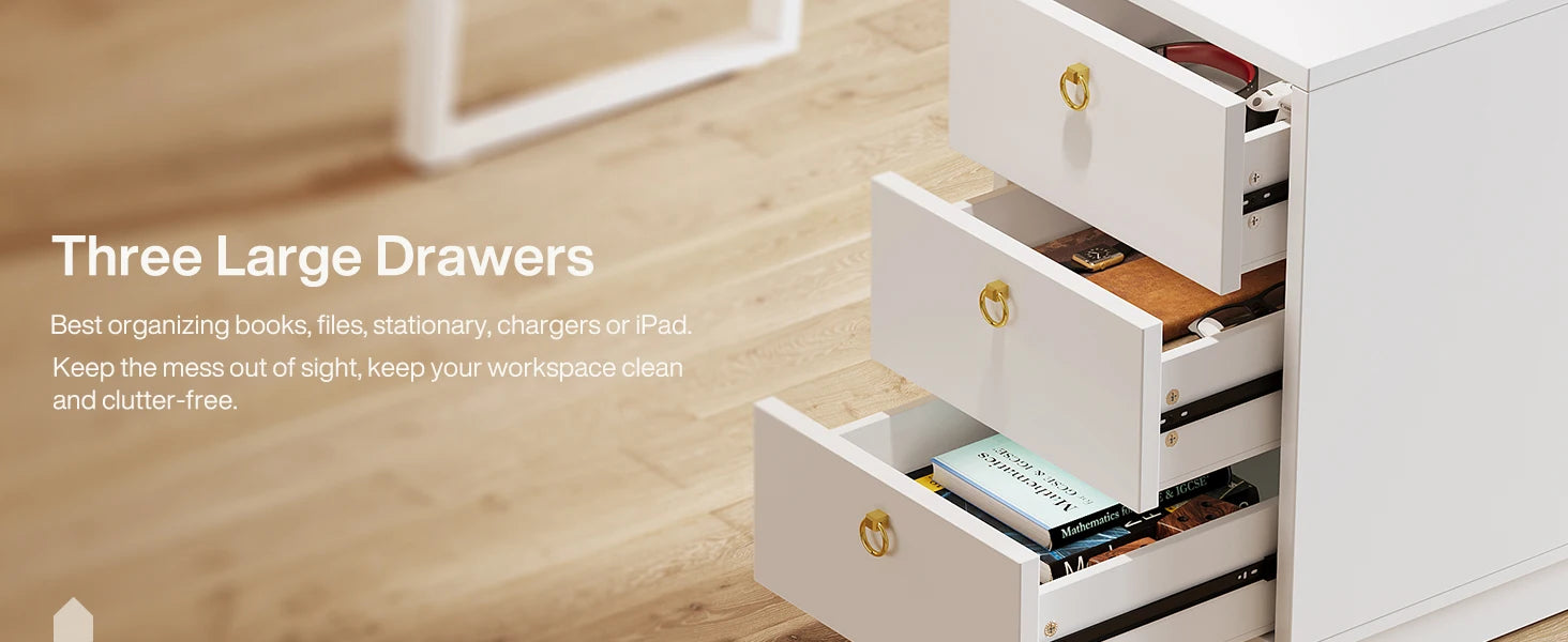 Tribesigns White Computer Desk with Drawers: 55 Inches Modern Home Office Desk with Storage, Small Wood Study Writing Work Table