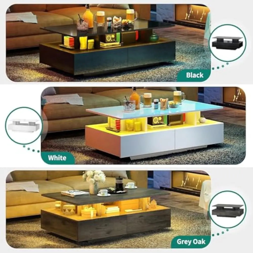 FurnishSpot SpaceSmart™ LED Coffee Table with Hidden Storage