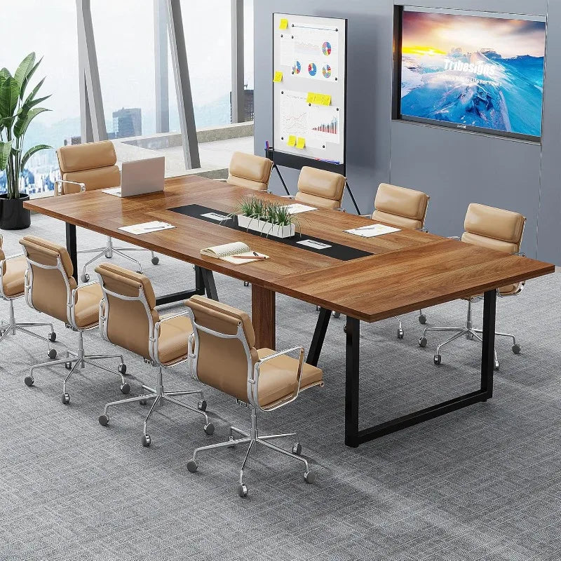 Tribesigns 8FT Conference Table, 94.49 L x 47.24 W x 29.53 H Inches Large Meeting Table/Podcast Table for 10 People