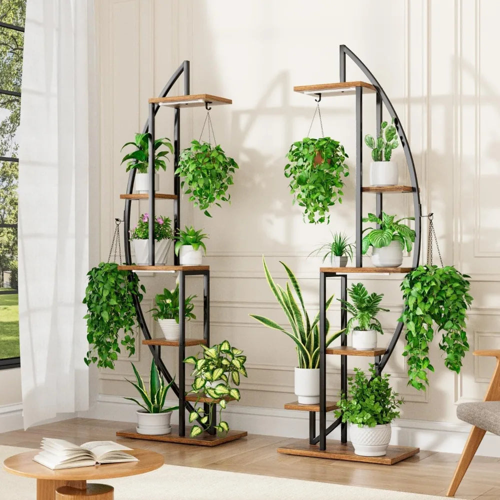 Half Moon Indoor Plant Stand with Grow Lights