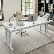 FurnishSpot® Modern L-Shaped Computer Desk with Built-In Power Outlet & Storage