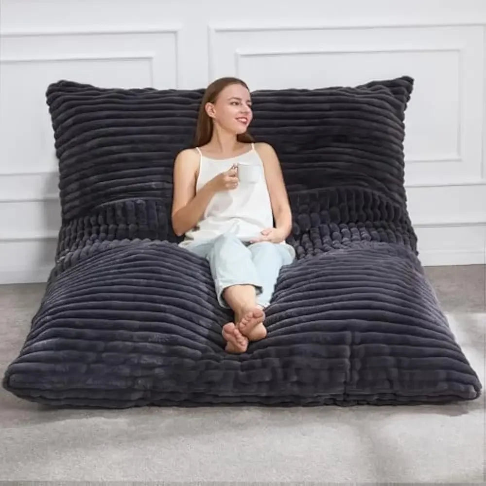 3 in 1 Giant Bean Bag Chairs Convertible Bean Bag Floor Cushion with Machine Washable Cover, Beanbag Chairs for Adult