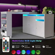 FurnishSpot Shaped Manicure Table with Dust Collector | Rotating & Convertible Nail Tech Desk with Storage