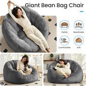 Giant Bean Bag Chair, Faux Fur Bean Bags Couch for Adults and Kids, Large Upholstered Been Bag Sofa Chairs with Filler