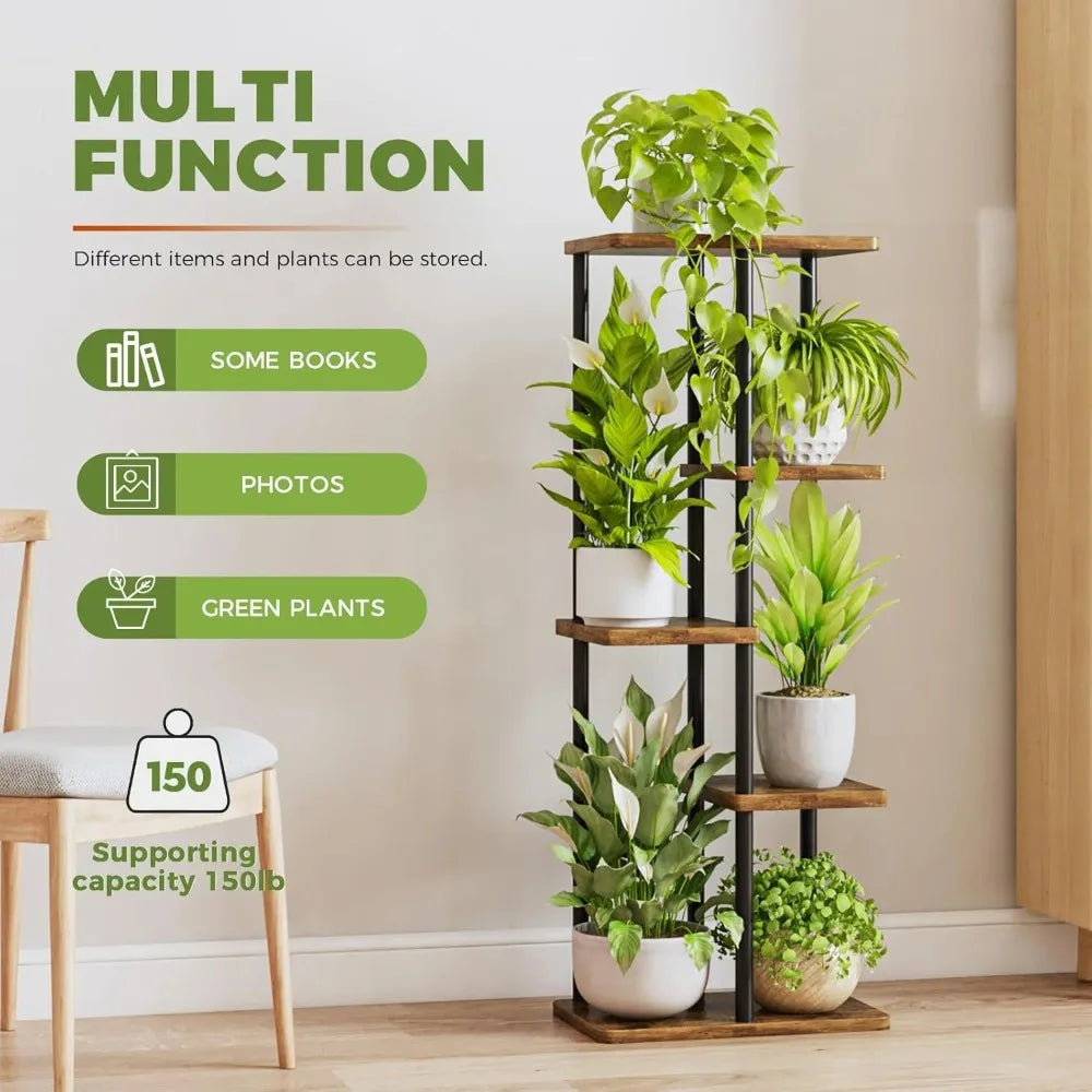 2025 Bamworld Corner Plant Stand Indoor 5 Tier Metal Plant Shelf Brown Plant Stands