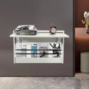 FurnishSpot Wall-Mounted Folding Table | Space-Saving Fold-Down Desk with Shelf