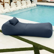 Arlo Outdoor Bean Bag Sun Lounger - Pool and Patio Chaise Recliner, Navy Blue