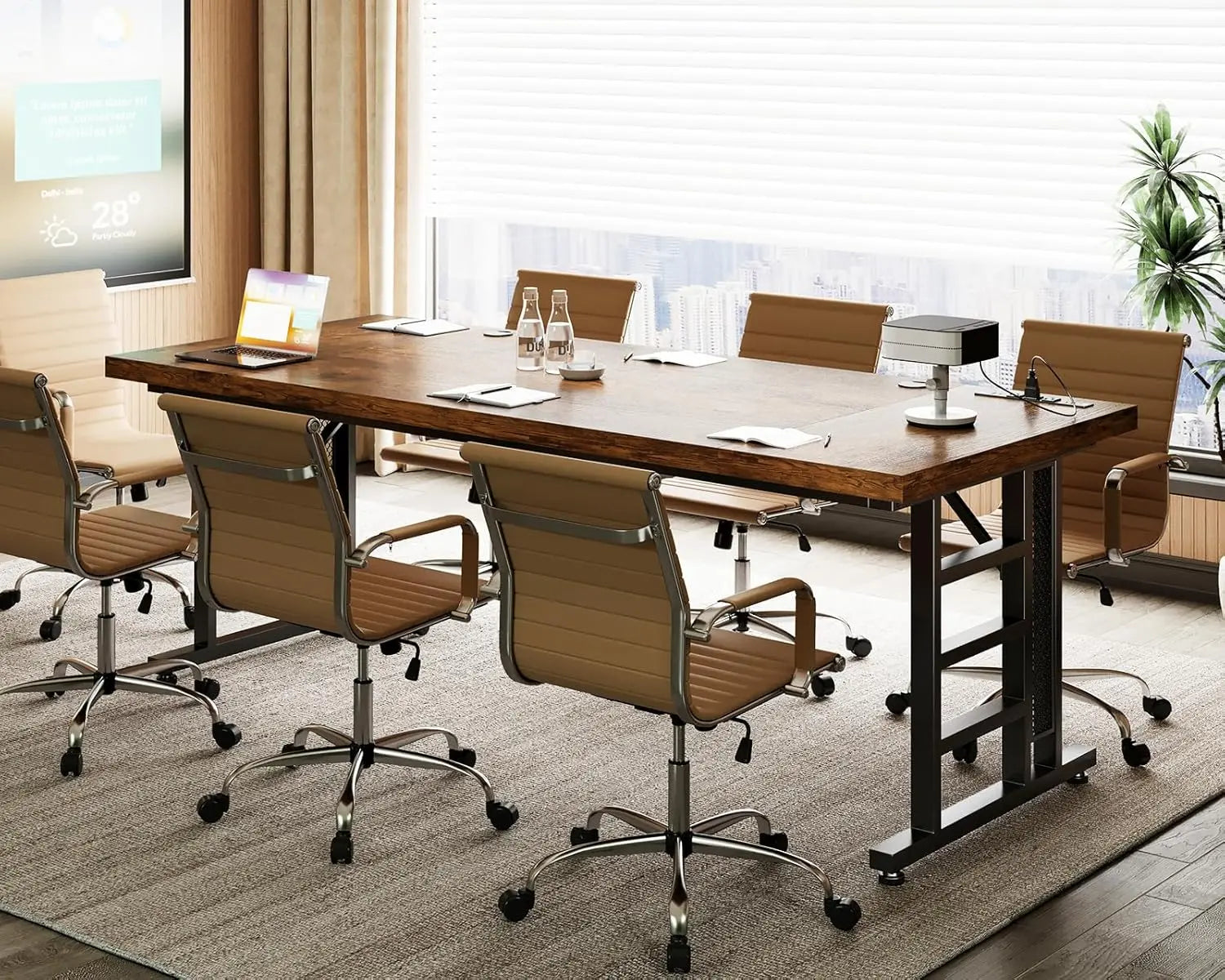 FurnishSpot® Modern L-Shaped Computer Desk with Built-In Power Outlet & Storage