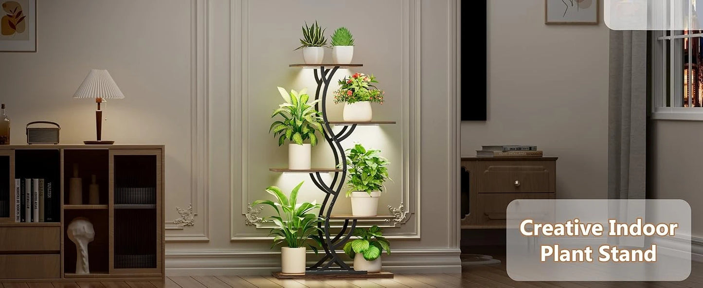 Indoor 5-Tiered Metal Plant Shelf with Grow Lights Indoor Plants