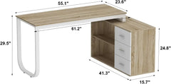 Home Office Computer Desk with 3 Drawers and 2 Shelves