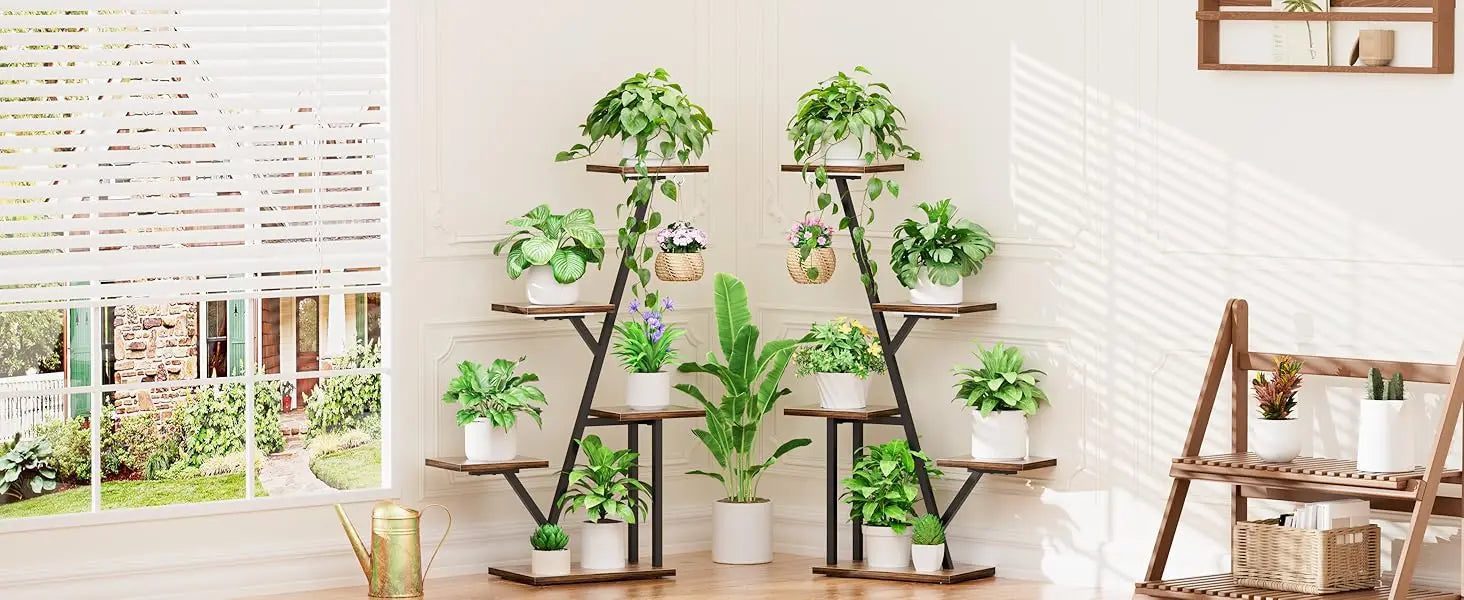 Indoor 5-Tiered Corner Plant Stand with Grow Light