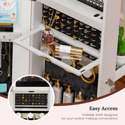 Standing LED Jewelry Armoire with Full-Length Mirror & 360° Swivel Storage Cabinet